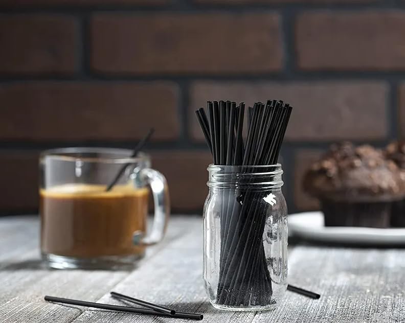 1000-Pack Black Coffee Stir Straws