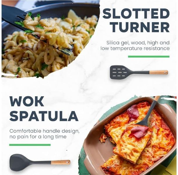 Silicone Utensils with Wood Handles