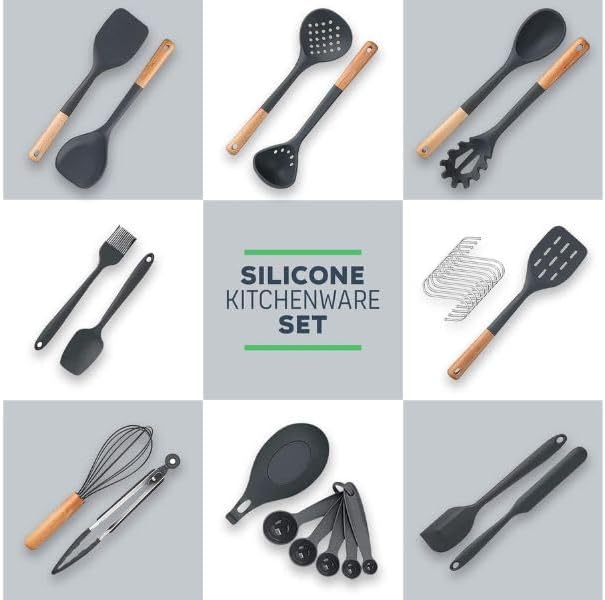 Silicone Utensils with Wood Handles