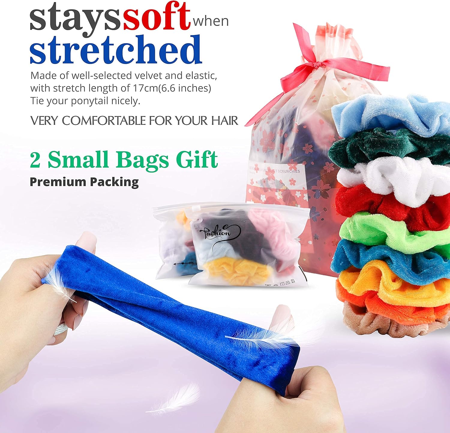 40-Pack Velvet Hair Scrunchies
