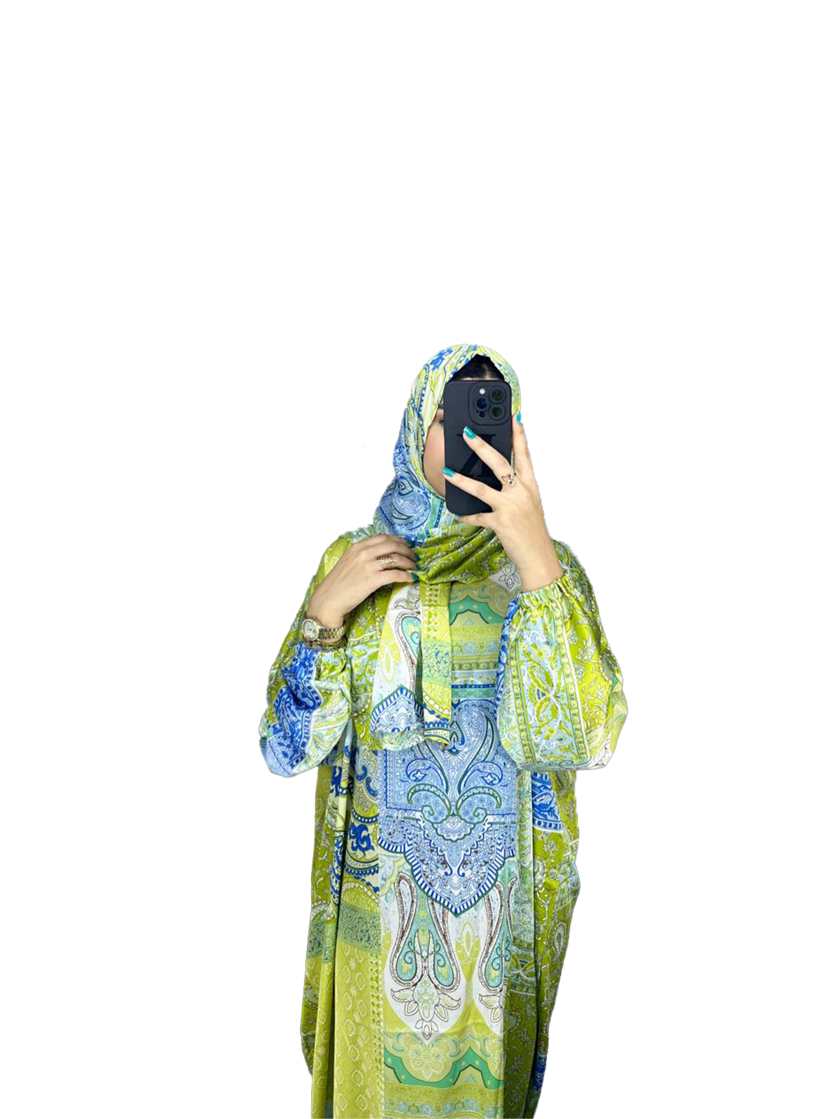 Lime Green Paisley Print Satin Esdal