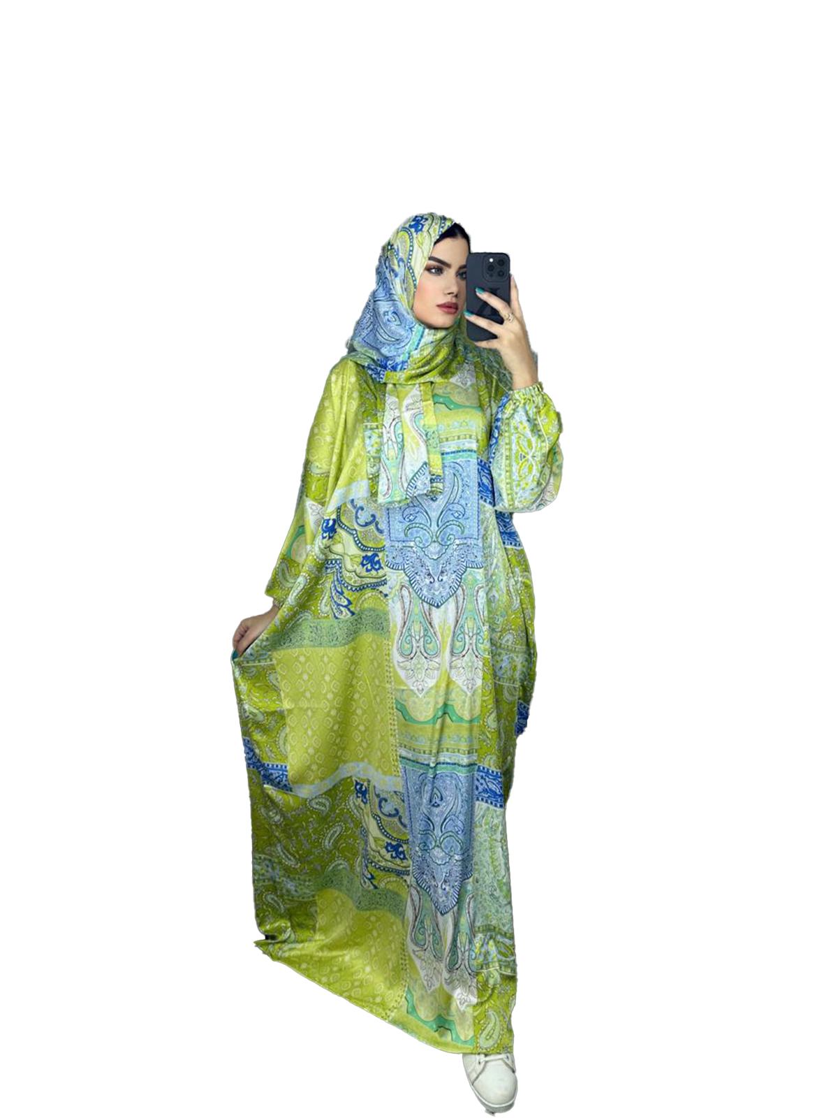 Lime Green Paisley Print Satin Esdal