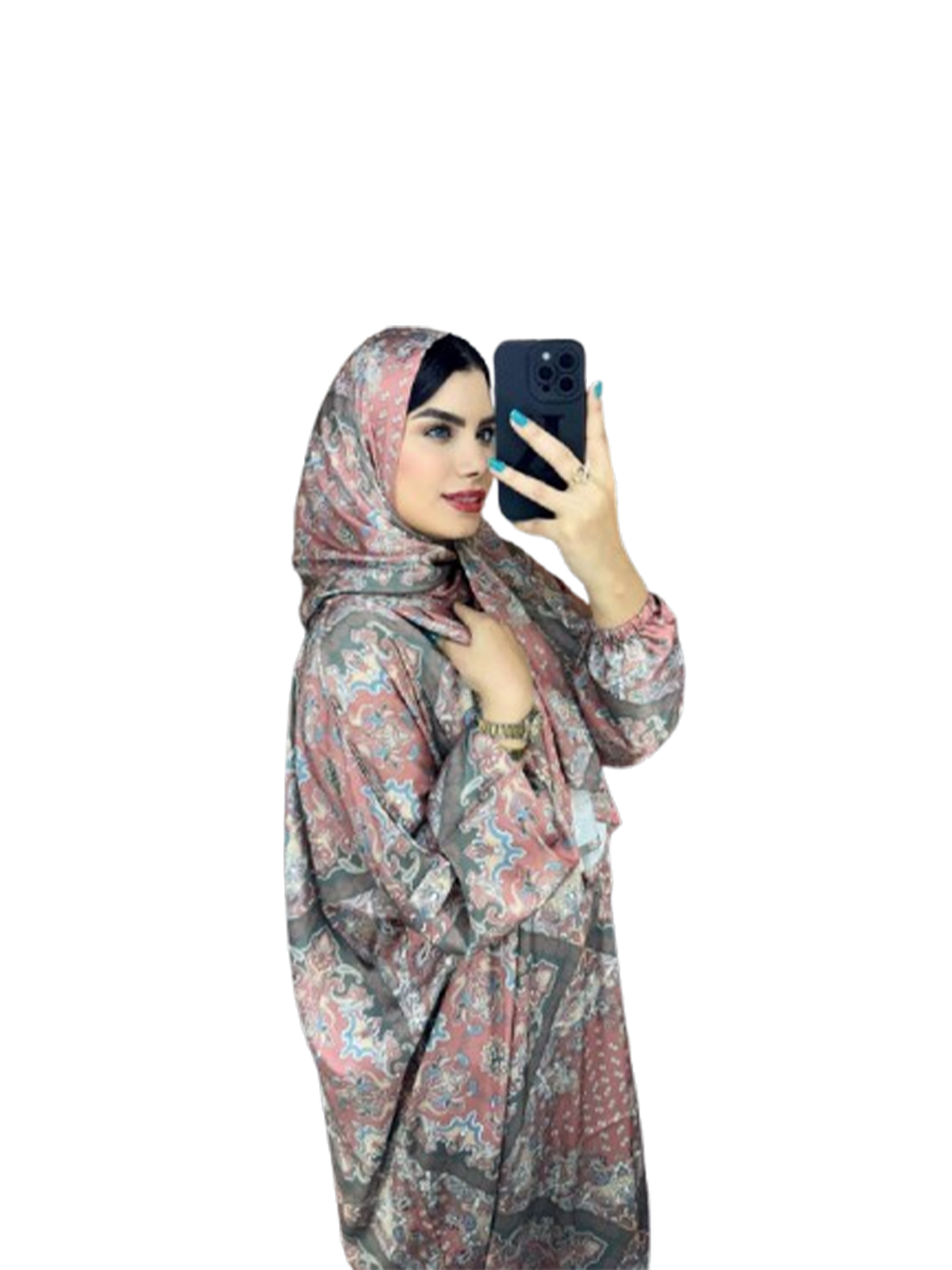 Vintage Pink-Grey Patterned Satin Esdal