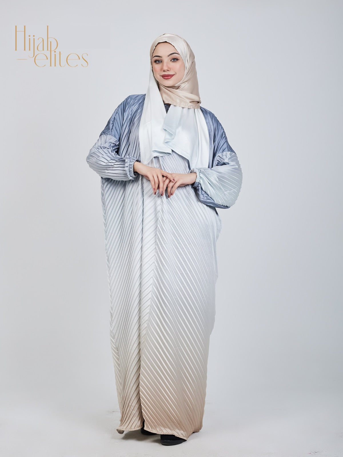 Blue-Beige Ombre Pleated Esdal