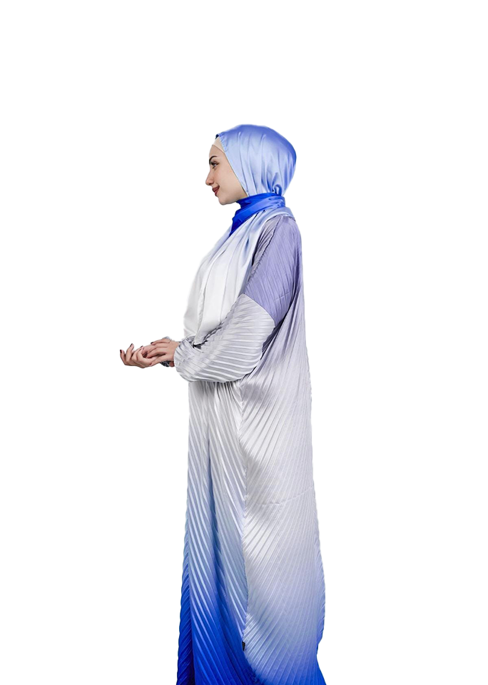 White-Blue Gradient Satin Esdal