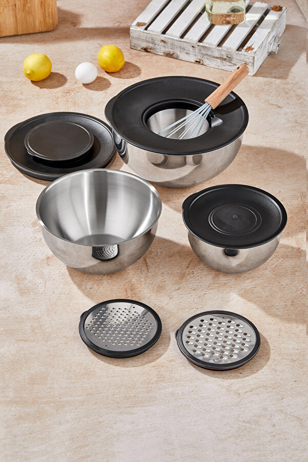 MixMaster 9 Piece Grater Mixing and Storage Container (16-20-24 cm)