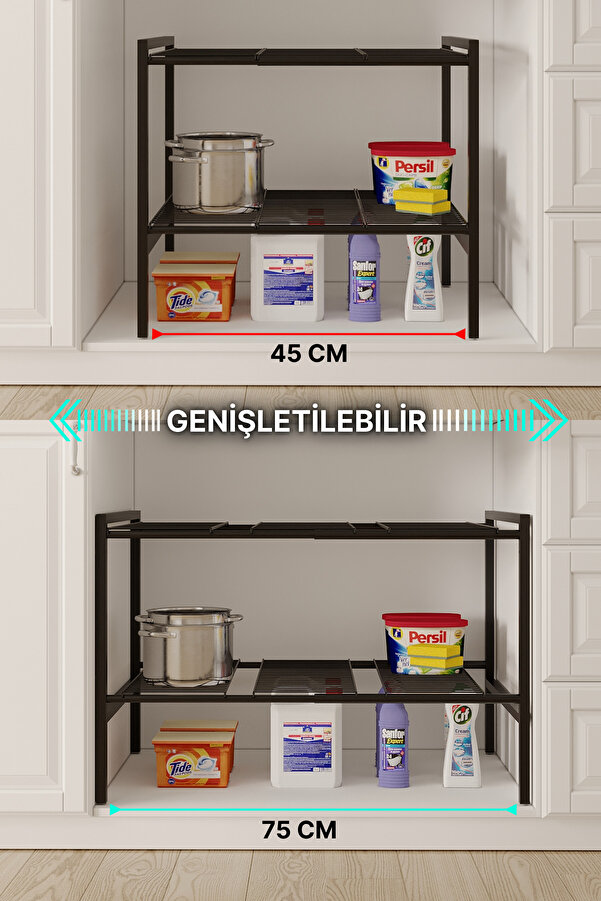 Cabinet Ici Tezgah Alti Shelf Metal Adjustable Organizer Kitchen Bathroom Cok Amacli Organizer