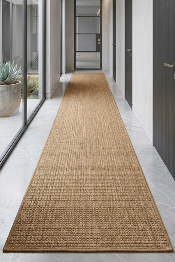 Hasir Rug Kahverengi Runner Jut Rug Kilim Washable Rug