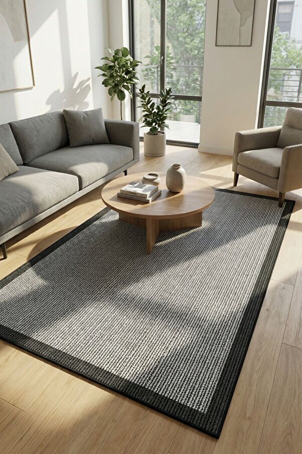 Black Rug Salon Rug Machine Washable Non-Slip Base Rug