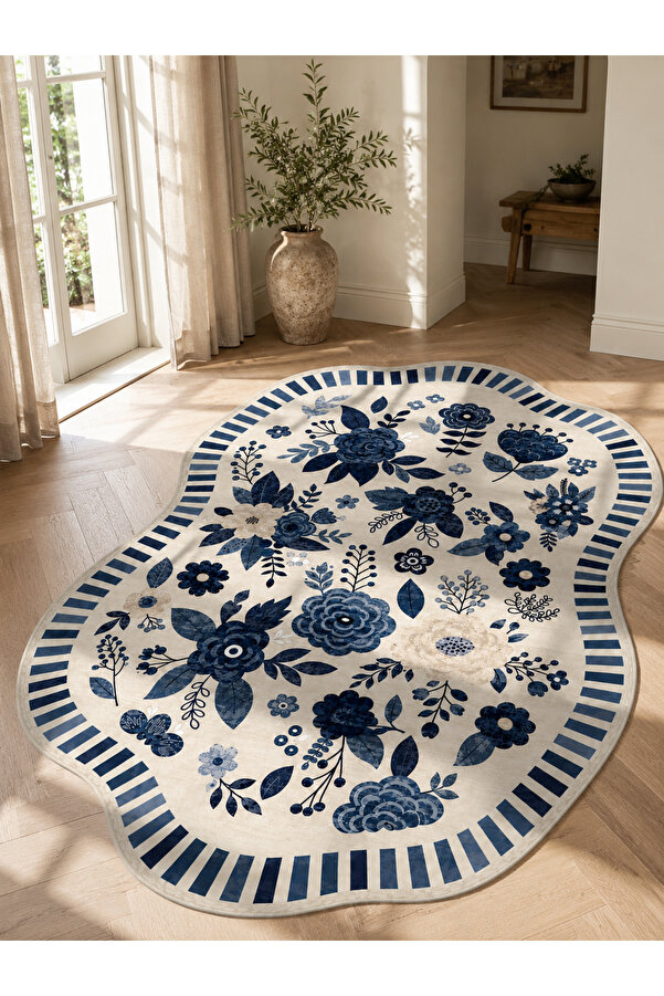 Digital Washable Lazer Kesim Rug Retro Desen Non-Slip Base Salon Rug Kitchen Rug Runner