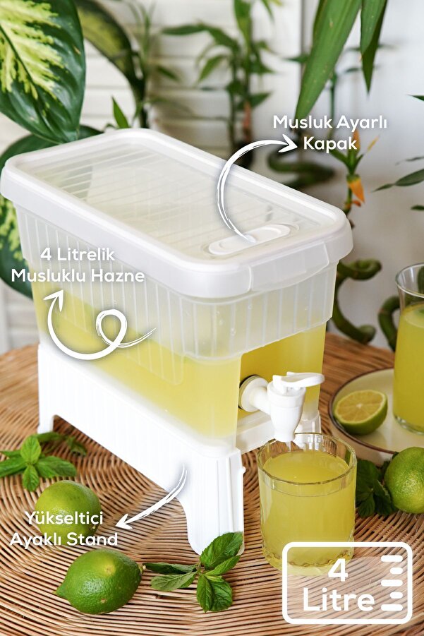 4 Liter Water Lemonade Dispenser White