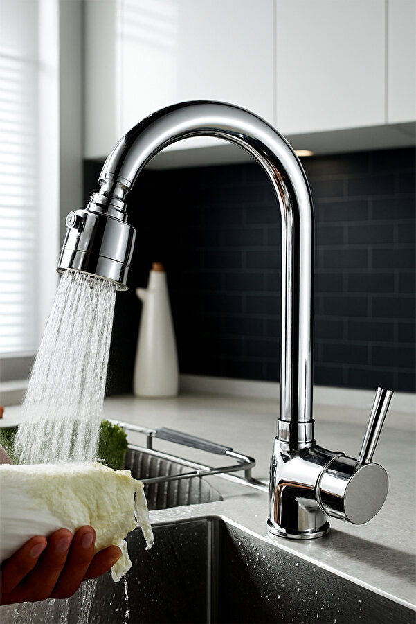 3 Function Swivel Head Chrome Bar Handle/Arm Kitchen Sink Faucet