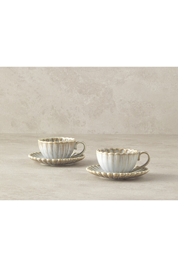 Fiore New Bone China 4 Piece 2 Person Coffee Cup Set Gray
