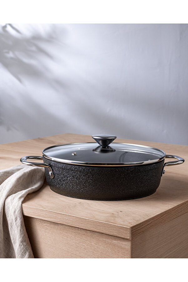 Noir Titanyum Kisa Pot - Black - 24 cm