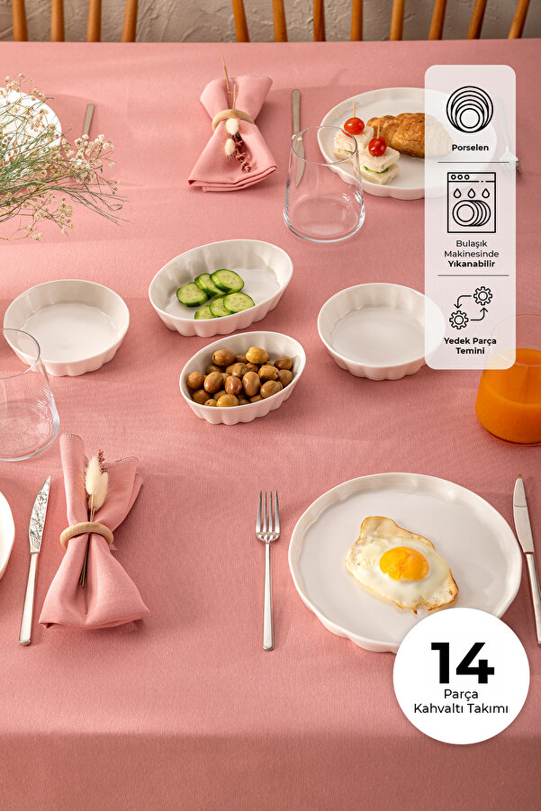 Cozy 14 Piece 6 Person Breakfast Set White