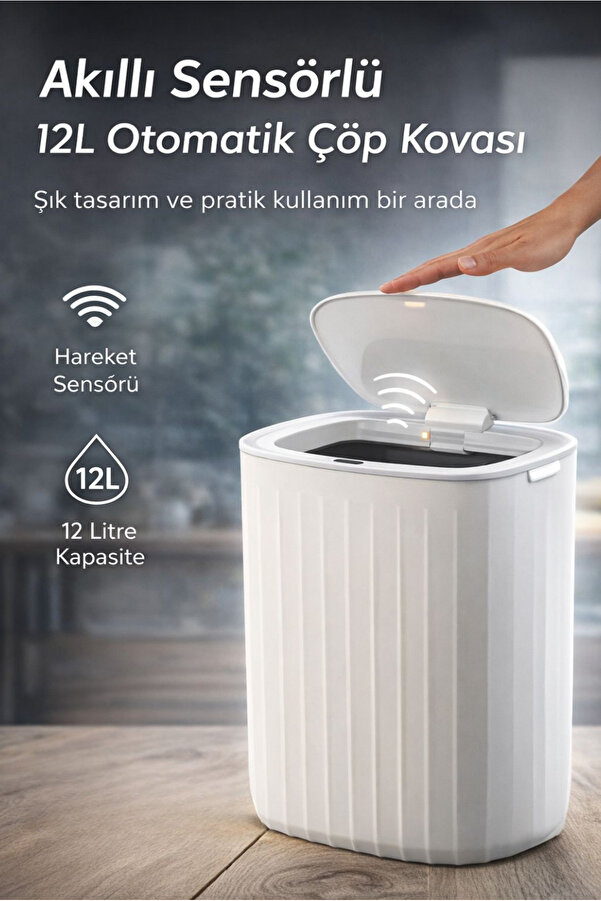 Hareket Sensorlu 12lt Kirik White Cop Kovasi