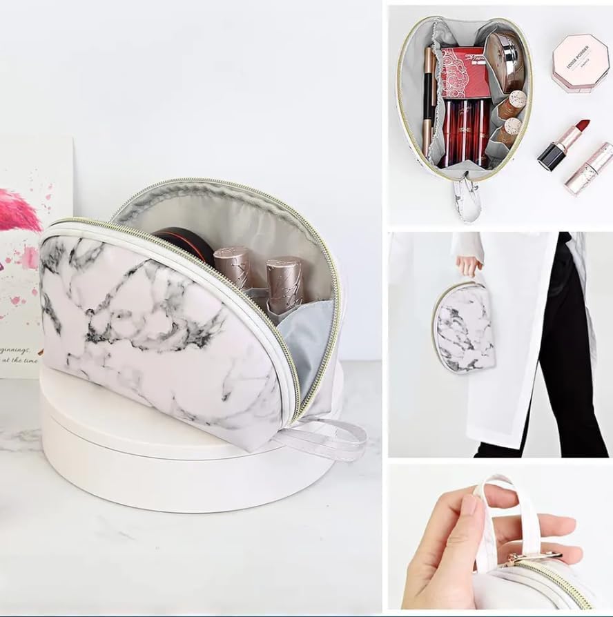 Marble-Print Makeup Bag Set
