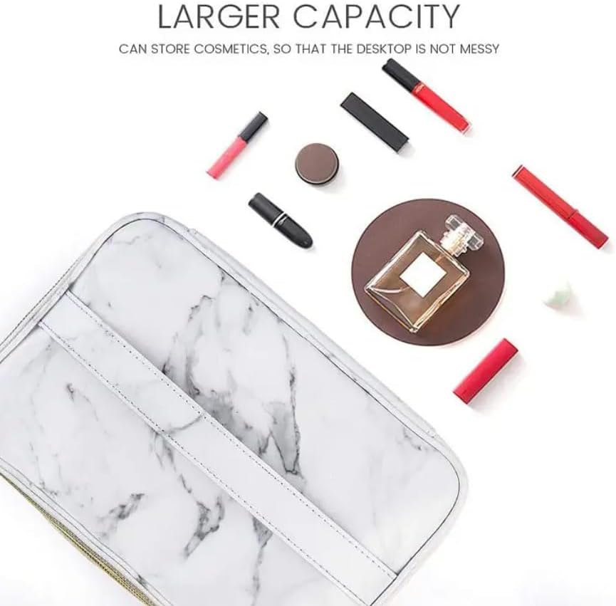 Durable & Water-Resistant Marble Makeup Bag Set