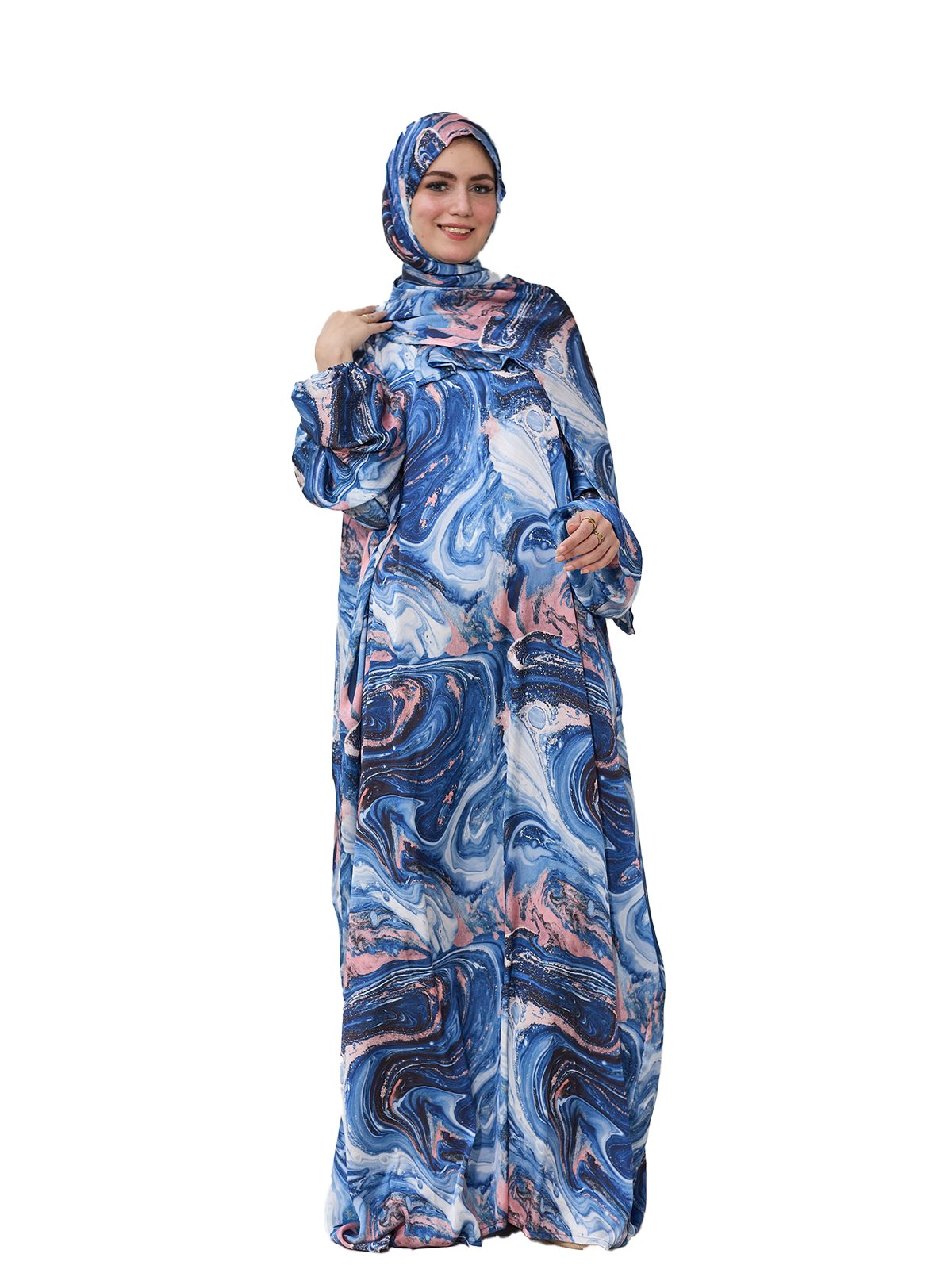 Marble Print Esdal - Soft Fabric with a Vibrant Blue and Pink Pattern