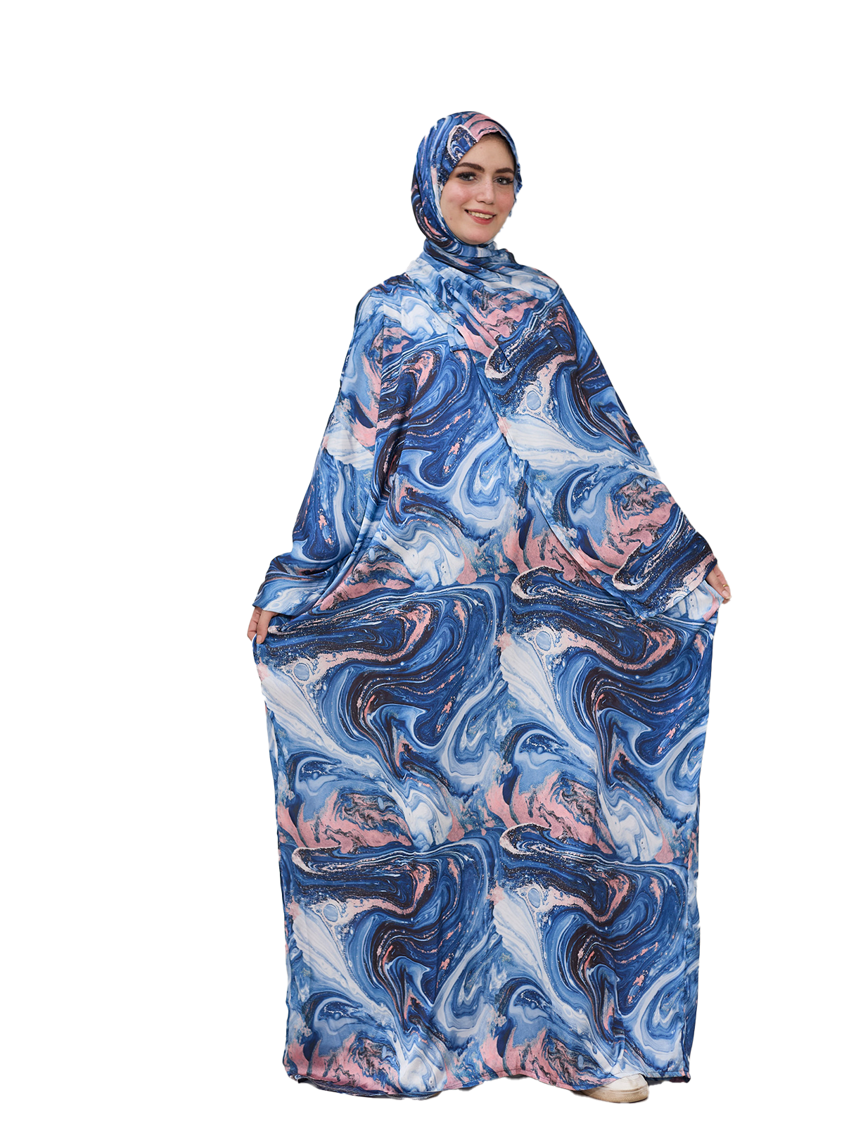 Marble Print Esdal - Soft Fabric with a Vibrant Blue and Pink Pattern