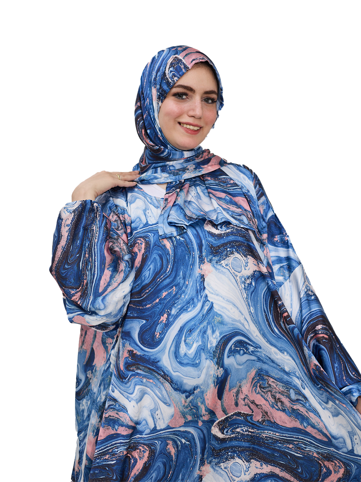 Marble Print Esdal - Soft Fabric with a Vibrant Blue and Pink Pattern