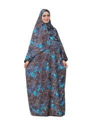 Dark Floral Esdal - Soft Fabric with Blue and Beige Leaf Patterns