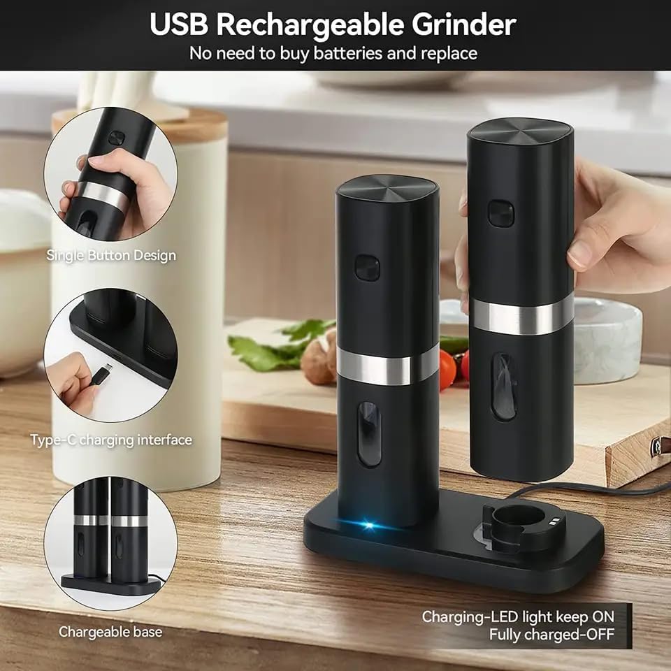 Electric Salt and Pepper Grinder Set