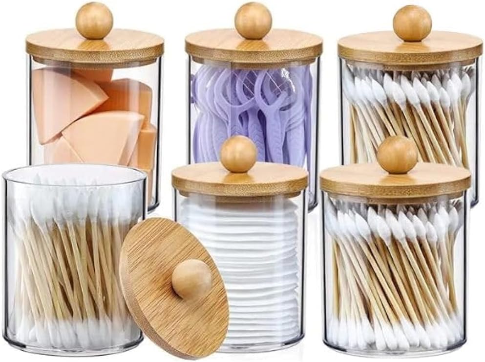 6-Pack Bamboo Q-Tip Holders