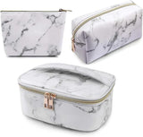 Marble-Print Makeup Bag Set
