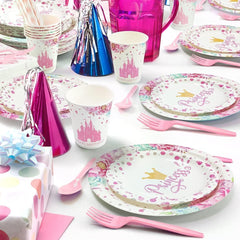 Princess Castle Pink Birthday Party Kit Tableware Set