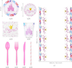 Princess Castle Pink Birthday Party Kit Tableware Set