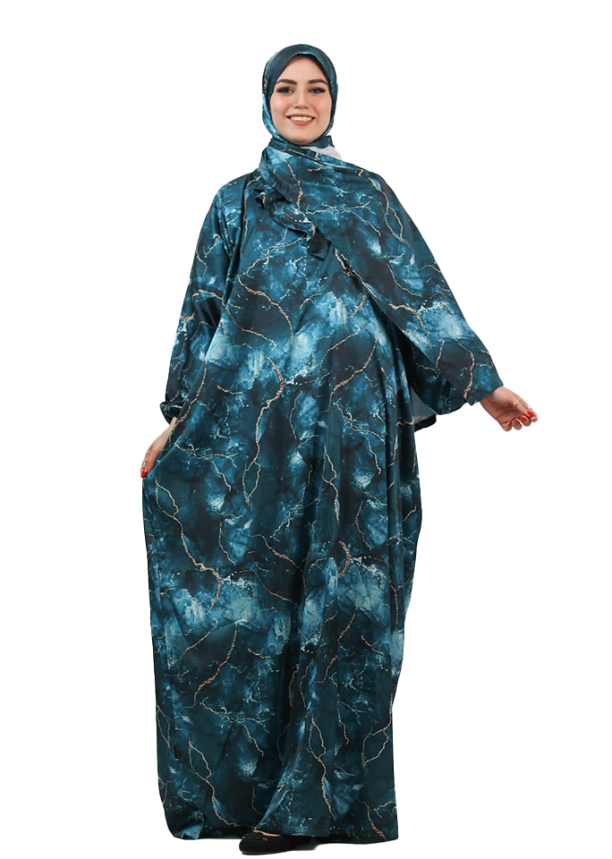 Teal Marble-Print Esdal with Soft and Breathable Fabric