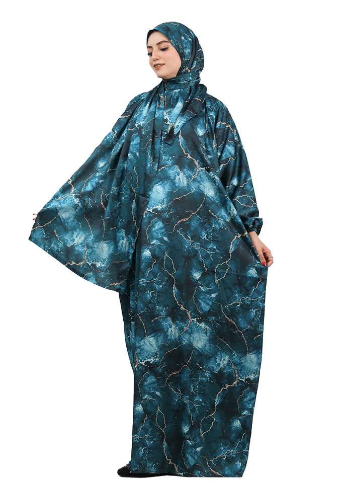 Teal Marble-Print Esdal with Soft and Breathable Fabric