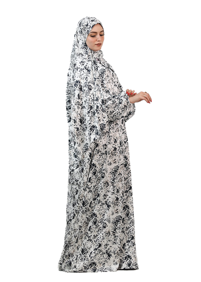 Lightweight Esdal with Black and White Floral Print