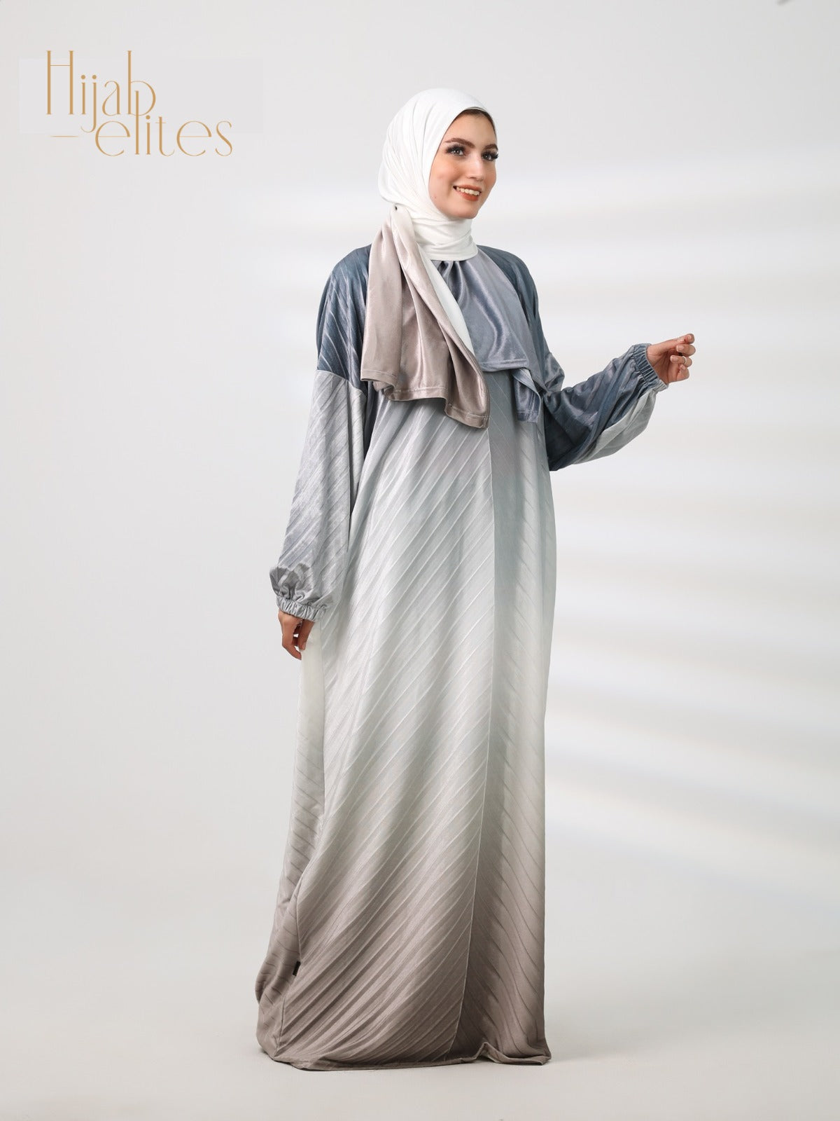Blue-Beige Ombre Pleated Esdal