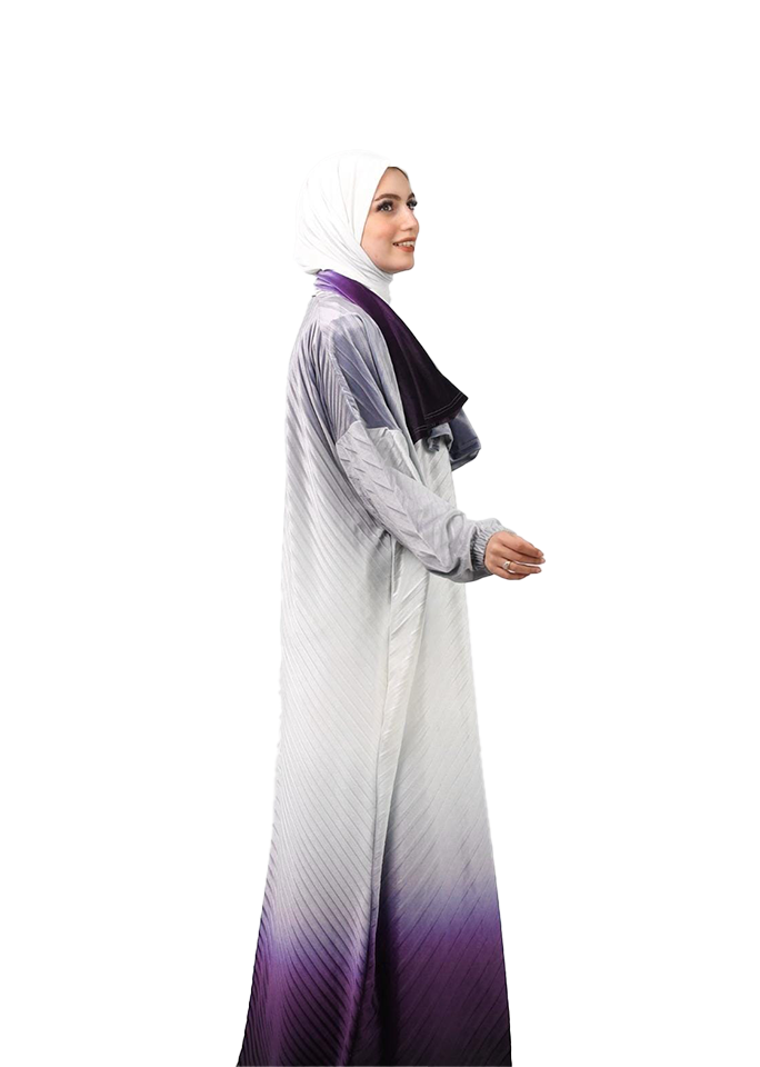 Gradient Pleated Esdal in White to Purple Ombre