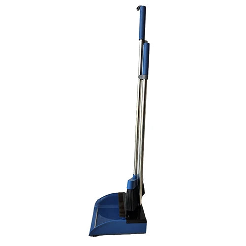 Stainless Steel Long Handle Brooms and Dustpan Cleaning Supplies (BLUE WITH BROWN PART)