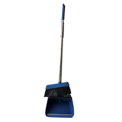 Stainless Steel Long Handle Brooms and Dustpan Cleaning Supplies (BLUE WITH BROWN PART)