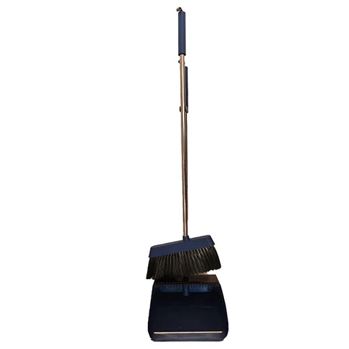 Stainless Steel Long Handle Brooms and Dustpan Cleaning Supplies (BLUE WITH BROWN PART)