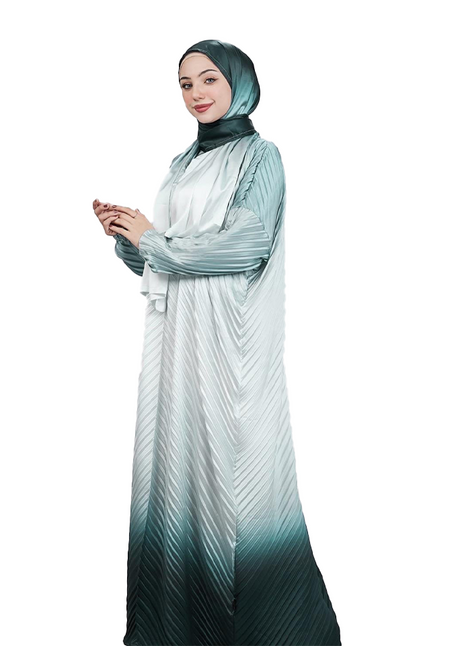 Green-White Ombre Pleated Esdal