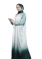 Elegant Ombre Pleated Esdal in Gradient Green and White